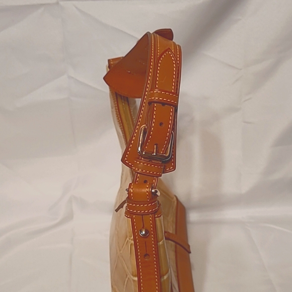 DOONEY & BOURKE Honey Gold Embossed Croc Leather Tote Briefcase Shoulder Bag - Picture 6 of 13